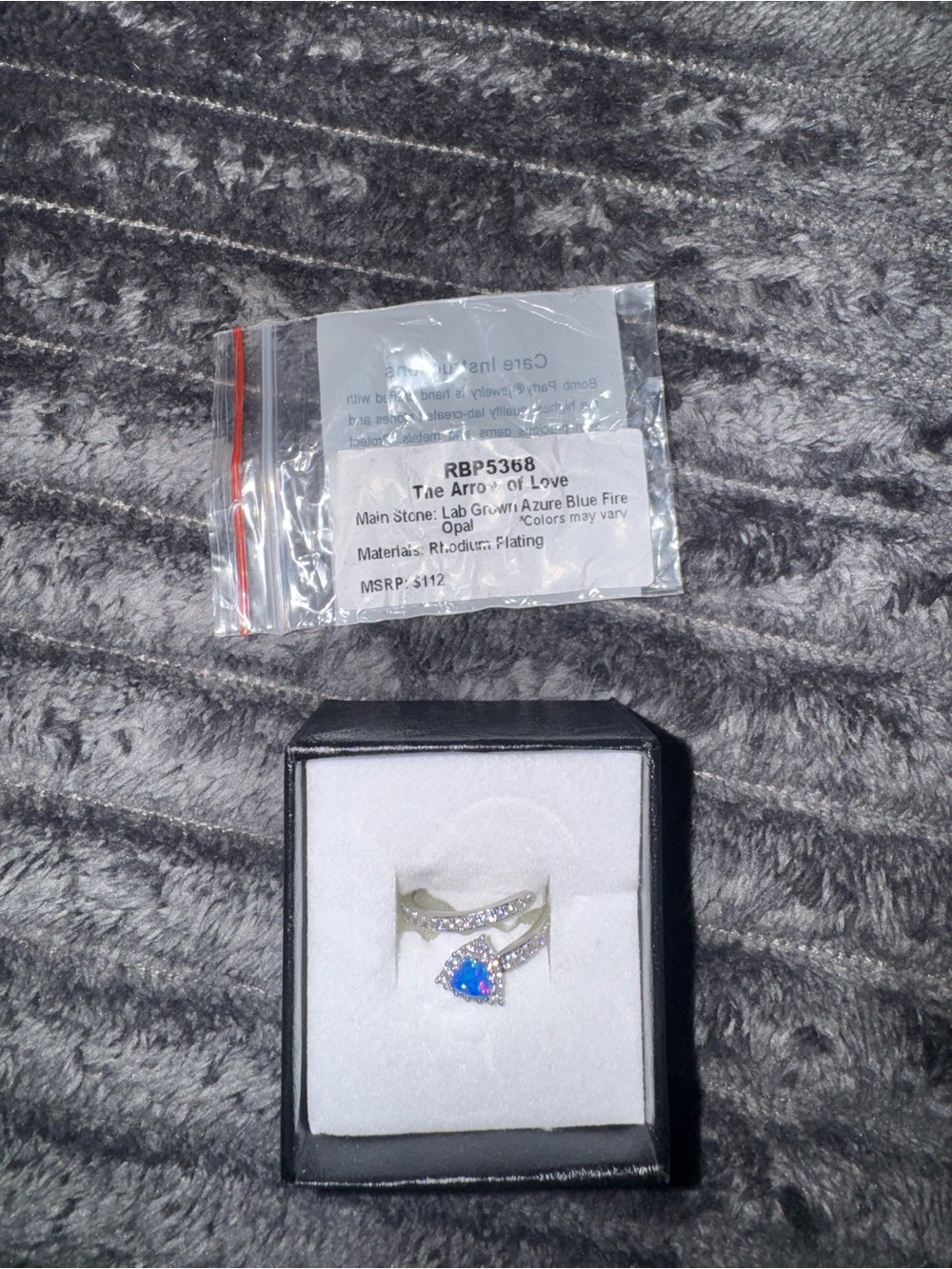 Sterling Ring Set with Blue Fire Opal Pear Center
